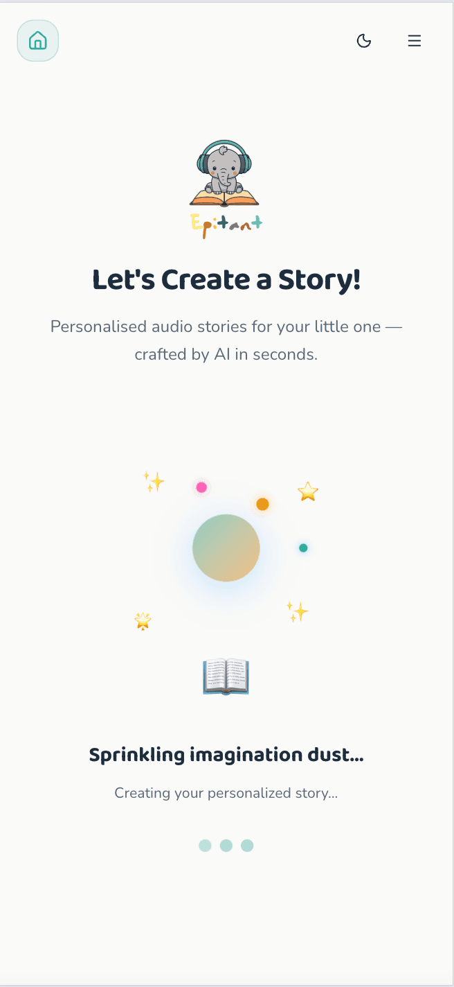 Epitant generating a personalised story
