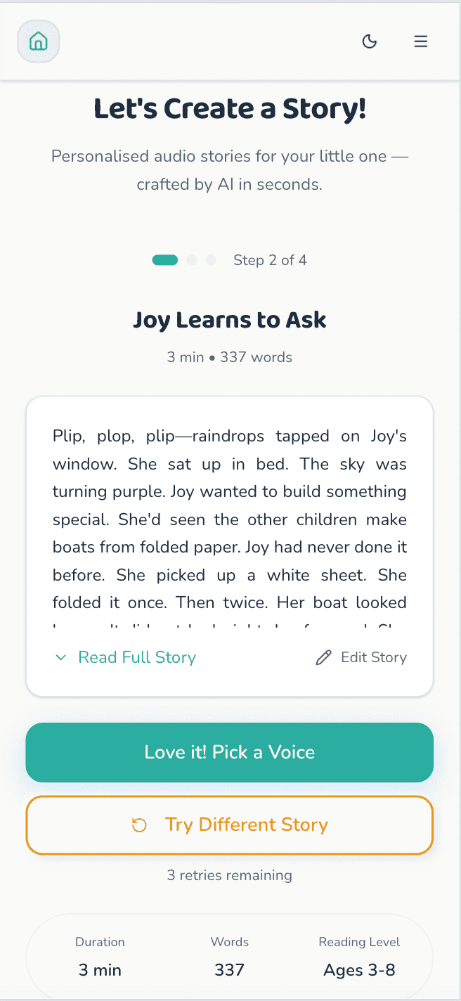 A generated Epitant story ready to read or narrate